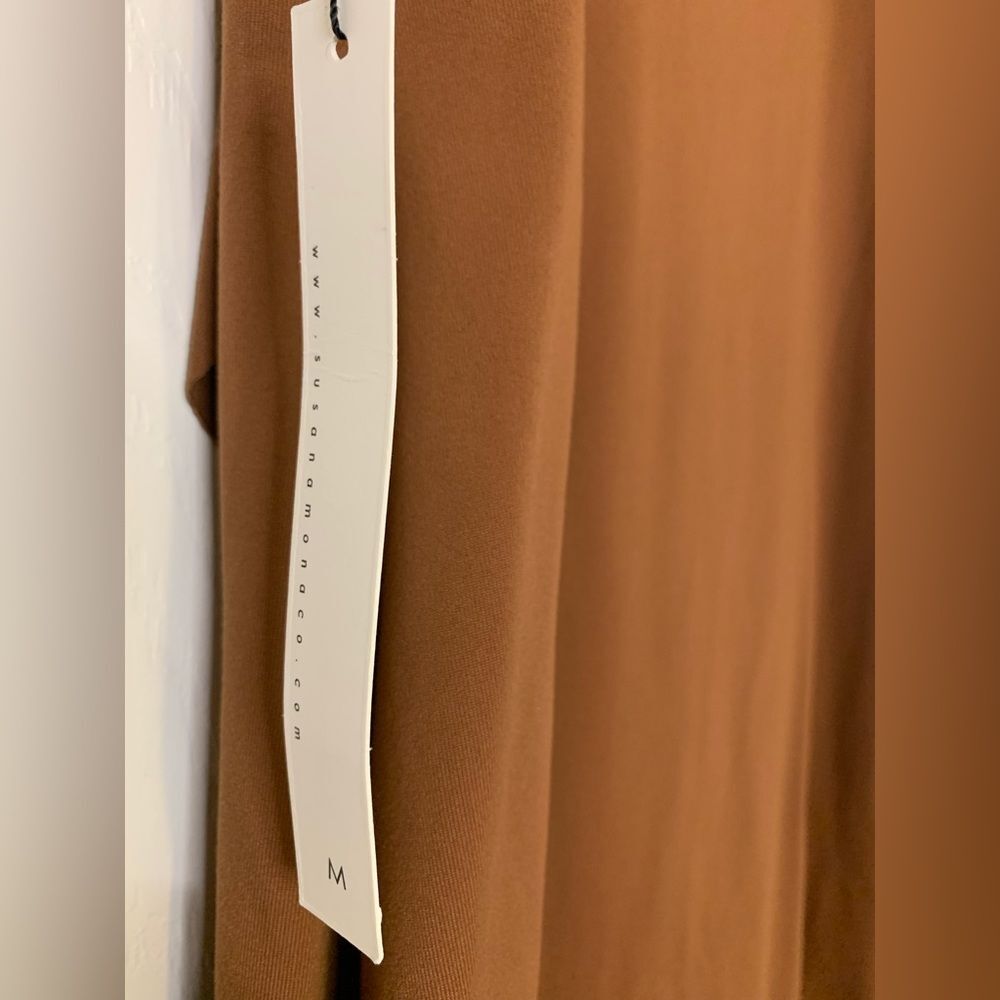 NWT SUSANA MONACO BROWN RUFFLED SPAGHETTI STRAPS MINI DRESS. Size Medium - Picture 4 of 6